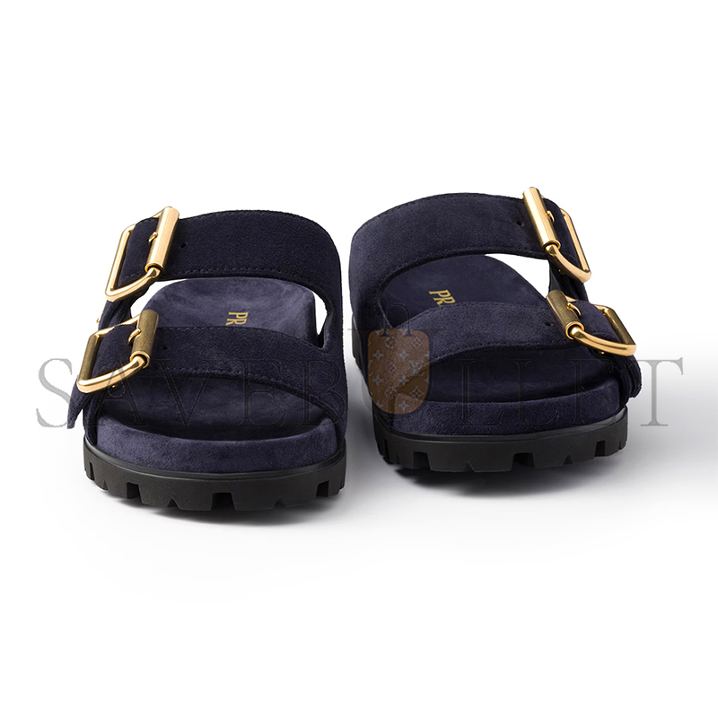 PRADA SUEDE STRAP SLIDES 1XX692